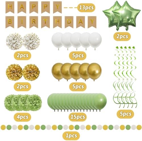 Sage Green Birthday Decorations, Party Decorations with Happy Birthday Banner for Women Boys Girls Dinosaur Safari Olive Green Wild One Birthday Party Supplies - Image 2