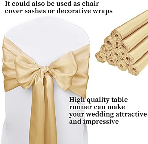 10-Pack Champagne 12 x 108 inches Long Premium Satin Table Runner - Image 3