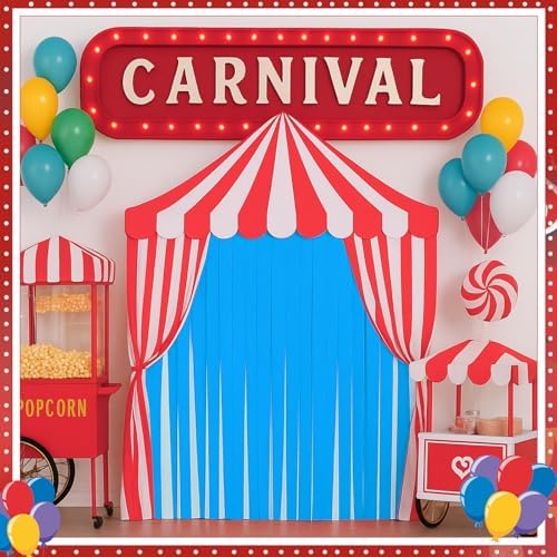 Breling 4 Pcs Carnival Circus Decor Backdrop Tent with Canopy ，Red Blue - Image 4