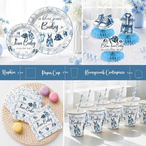 Xynic 213pcs Blue Jean Baby Shower Decorations for Boy, Serves 25 - Image 5