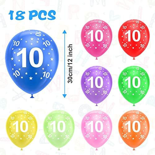 Ainiv 10th Birthday Balloons 18PCS, 12inch Numbers Printed Latex Balloons - Image 2