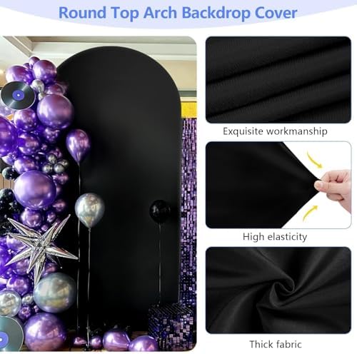 HEMMOTOP Metal Arch Backdrop Stand and Cover Set, Black, 7.2 ft - Image 4