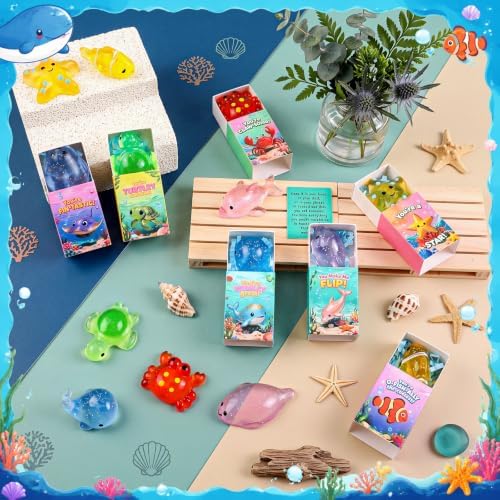 56 Sets Positive Gifts Ocean Animal Favors with Boxes - Image 4