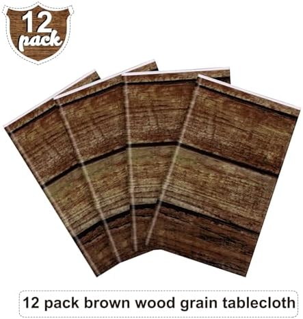 Irenare 12 Pcs Brown Wood Grain Western Tablecloth Plastic - Image 4