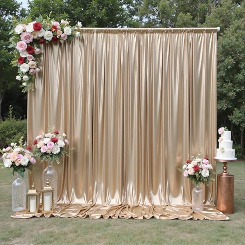 20x10FT Champagne Sequin Backdrop Curtain for Party - 4 Panels 5x10FT Wrinkle-Free Shimmer Drapes for Birthday, Wedding, Christmas, Decorations & Photography by Unknown