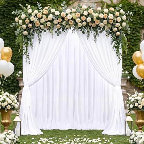 White Backdrop Curtains 20ftx8ft Wedding Polyester Photo Drapes - Image 4
