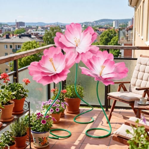 3 Pcs 5ft Giant Artificial Flowers Wedding, Red - Image 3