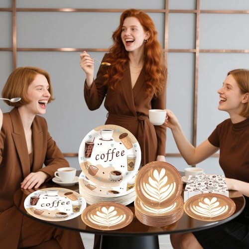 180Pcs Coffee Plates and Napkins Party Supplies Serves 60 - Image 5
