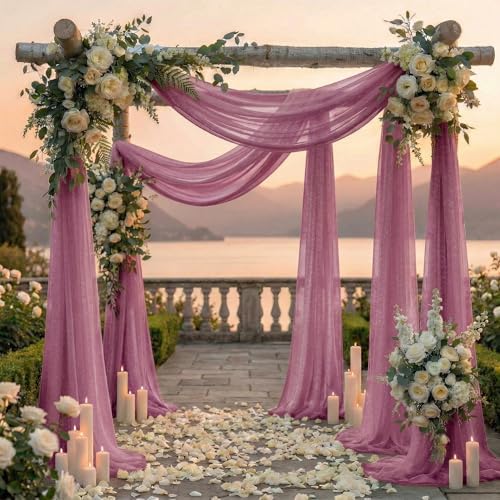 Pack of 2 Wedding Arch Drape Panel Fabric 30" x 30ft - Mauva - Image 4