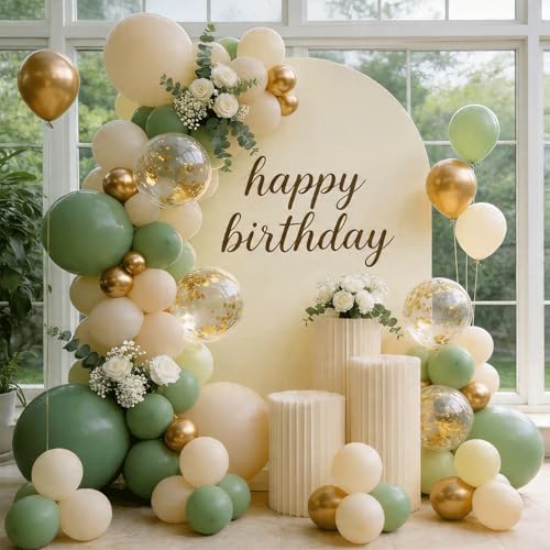 Sage Green and Gold Balloon Arch Kit 129 PCS - Image 4