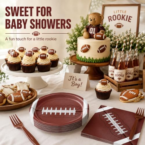 72 Pcs Football Plates Napkins and Forks Set, 7 Inch, Serves 24 Guests - Image 5