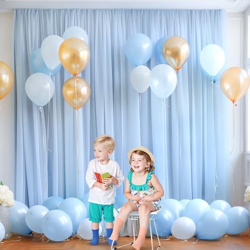 20ft X 10ft Baby Blue Tulle Backdrop Curtain for Parites, Sheer Backdrop Curtains Fabric Drapes for Wedding Ceremony Arch Party Stage Decorations - Image 3