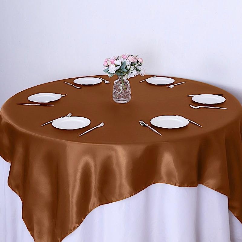 10 pcs 72x72 inch Cinnamon Brown Square Tablecloth Satin Fabric Overlays Linens | Table Cloths Cover for Wedding Party Banquet Reception Events Decoration Kitchen Dining Events Kitchen Dining - Image 4