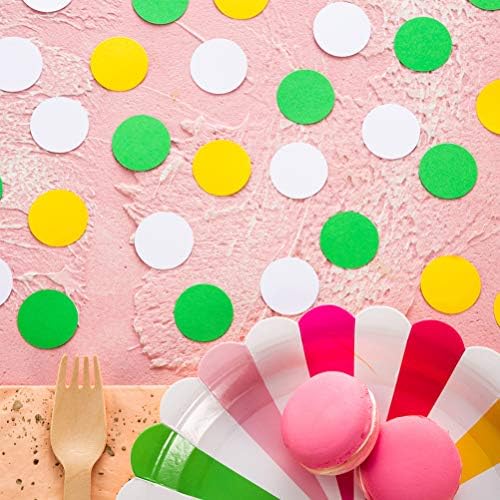 MOWO Yellow, Green and White Confetti Table Decoration, 1.2 inch, 200pc - Image 5