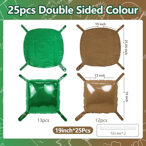 NISOCY 25PCS Dark Green and Brown Square Foil Baloons Wall Backdrop - Image 2