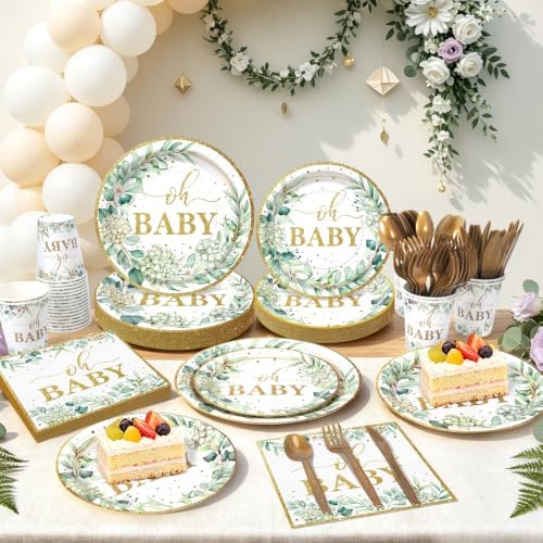 168pcs Sage Greenery Baby Shower Party Supplies, Neutral Party Decorations - Image 5