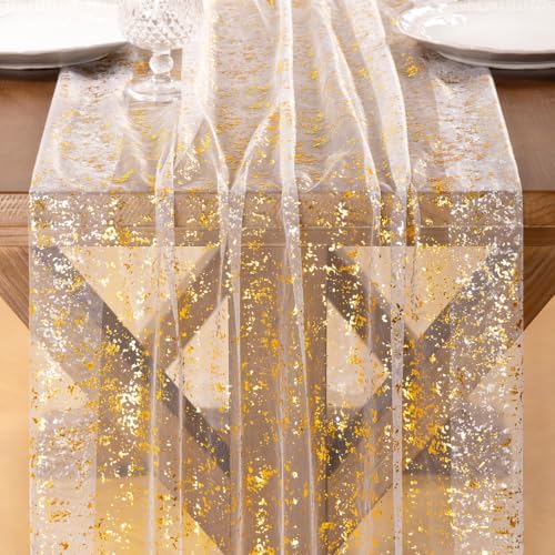 Gold Gauze Table Runner Glitter Fall Wedding Birthday Party Table Decor - Image 2