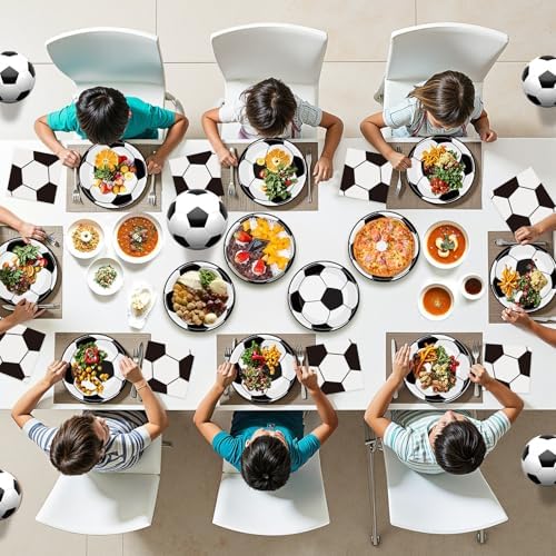 40Pcs Soccer Plates and Napkins Party Supplies - Soccer Birthday Party Decorations Tableware Set, Disposable Paper Dinner Plates Napkins for Sport Themed Soccers Parties Table Decor Favors, Serves 20 - Image 5