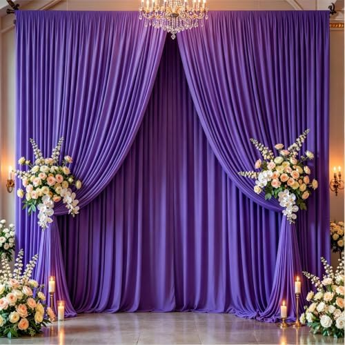 10x12ft Purple Backdrop Curtain Panels for Parties - Wrinkle Free Polyester Photo Curtain Backdrop Wedding Back Drop Fabric Drapes for Party Decorations Background for Photography - Image 7
