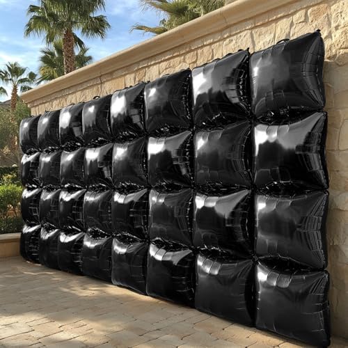 NISOCY 25PCS Metallic Black Square Foil Balloons Wall Backdrop - Image 5