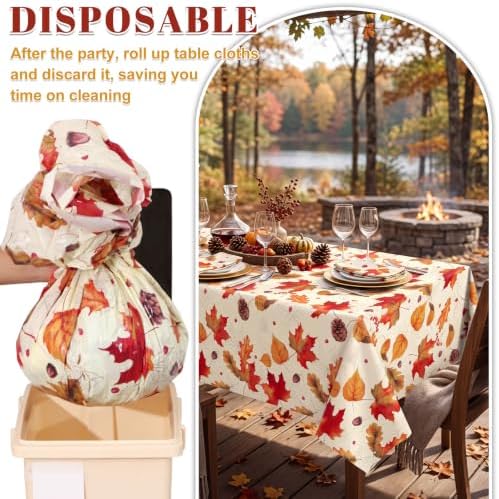 3Pack Fall Plastic Tablecloths, 54 X 108In Autumn Maple Leaves Tablecloth - Image 4