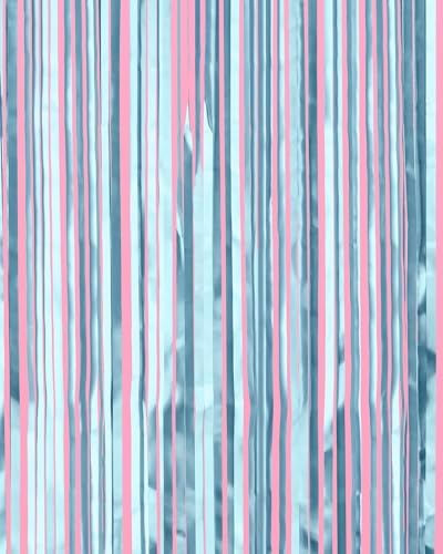 xo, Fetti 2pk Matte Blue Fringe Foil Curtain Bachelorette Birthday Backdrop - Image 2