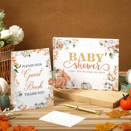 Fuyoooo 27 Pcs Little Pumpkin Baby Shower Guest Book Baby Shower Sign - Image 4