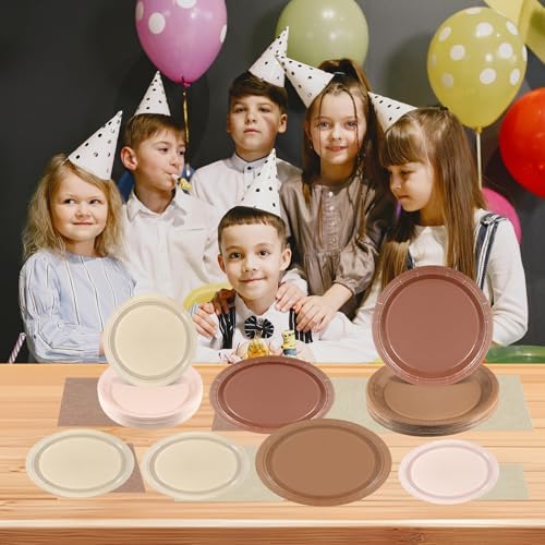 180Pcs Brown Party Supplies Boho Paper Plates and Napkins Serve 60 - Image 6