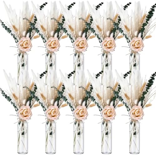 Qinyoung 10 Set Dried Pampas Grass Table Centerpiece for Wedding, Champagne by Qinyoung
