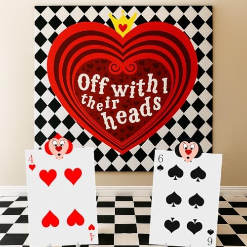 Alice Party Decorations,Trunk or Treat Car Decorations Kit for SUV ,Wonderland Backdrop&Queen of Hearts Solider Stand Cards for Themed Tea&Birthday Party Costume Kits (Red) - Image 2