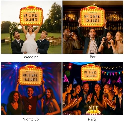 Large Wedding Bottle Service Sign, Personalized Wedding Entrance Props Led Marquee Sign for Reception, 22IN Custom Waterproof Light up Marquee Sign for Bridal Engagement Anniversary Nightclub Gift (Warm White 10) - Image 5