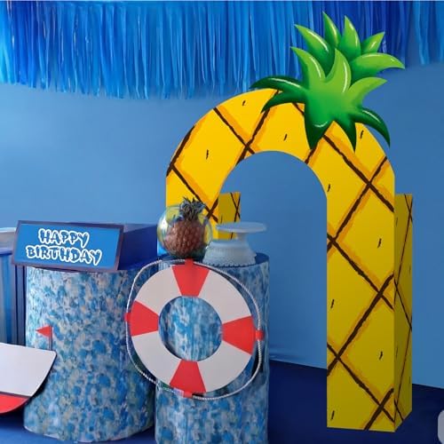 Bucherry 7 Pcs Pineapple Ocean Party Decor Cardboard Yellow Cartoon House - Image 6