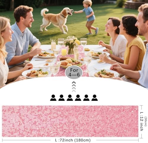 10 Packs 12 x 72 inches Pink Sequin Table Runner - Image 4