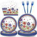 96Pcs American 4th of July Independence Party Plates and Napkins Patriotic Party Decorations Memorial Days Dessert Plates Poppy Flower Tableware for 24 Guests Labor Veterans Days Party Supplies by CHUNNIN