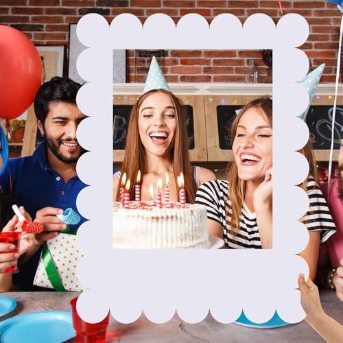 Beeveer 32 x 24 in Large Photo Booth Frame Props,White Scalloped Vertical - Image 6