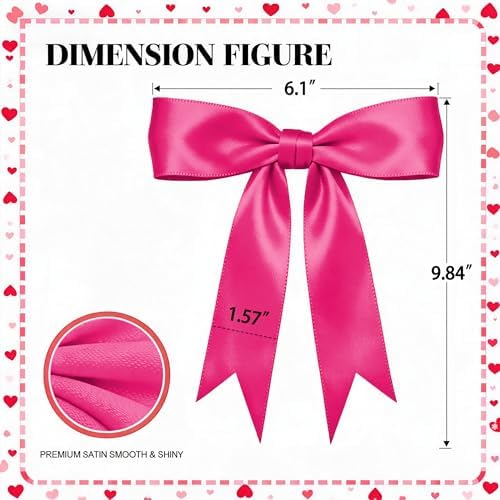 1 String Hot Pink Bow Garland Banner Decorations, Pre-Strung Satin Ribbon Bows for Birthday, Baby Shower, Bridal Shower, Coquette Girls Room, Bow Themed Party, Wedding, Christmas Tree Decorations - Image 4