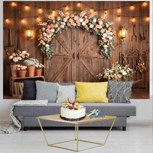 Western Backdrop Wild West Vintage Wooden Rustic Wooden House Barn Photography Background for Kids Boy Children Boy Baby Birthday Banner Photo Booth 15X10 FT - Image 5