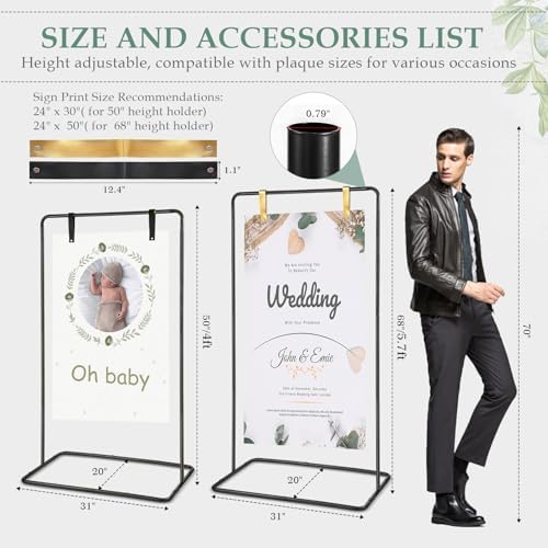 Wedding Welcome Sign Holder,Display Stand with 4 Leather Hanging Straps - Image 3