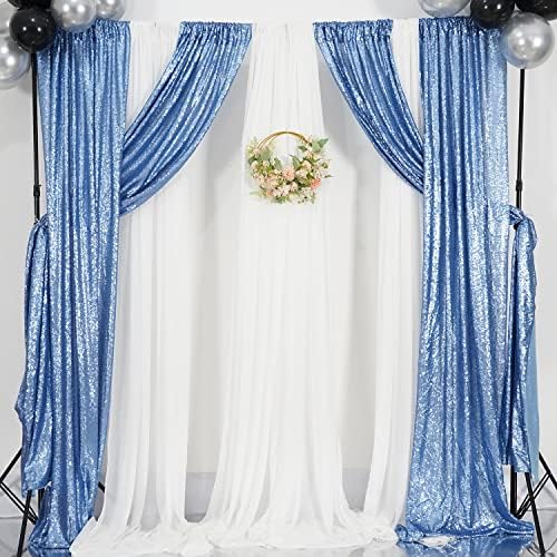 Poise3EHome Baby Blue Sequin Backdrop Curtain,2pcs 2FTx8FT Glitter Panels for Birthday Party Baby Shower Wedding Christmas Thanksgiving Holiday Festival Decor - Image 5