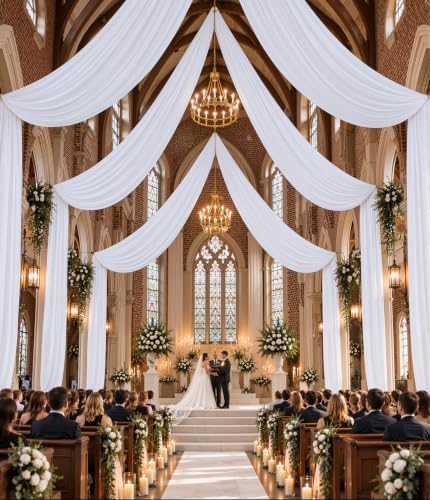 10ftx30ft White Ceiling Drapes for Wedding Parties by DOMOVAPartyDecorations