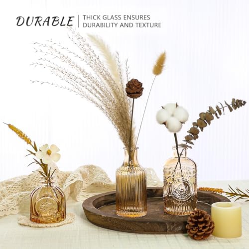 SUPMIND Glass Bud Vases Set of 5, Small Gold Amber Flower Vases in Bulk - Image 4
