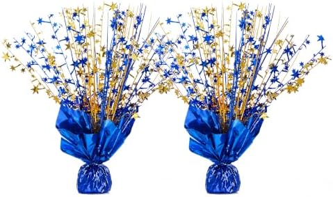 2 Pack Blue Gold Star Spray Centerpiece, Birthday Party by Unknown
