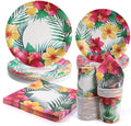 80 PCS Floral Paper Plates, Hawaiian Floral Paper Plates and Napkins Party Supplies for Hawaiian Party Birthday Summer, Serve for 20 Guests by WelcometoUVTQSSP