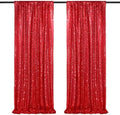 QueenDream Red Sequin Backdrop 2 Panels 2FTx8FT Christmas Party Backdrop by QueenDream