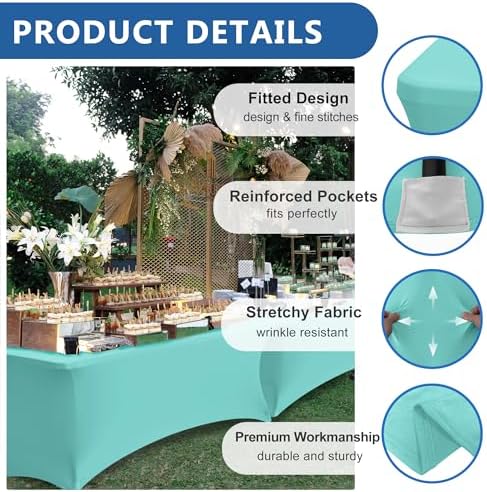 Spandex Table Cloths for 6 foot Rectangle Tables-Fitted Stretch Table Cover - Image 2