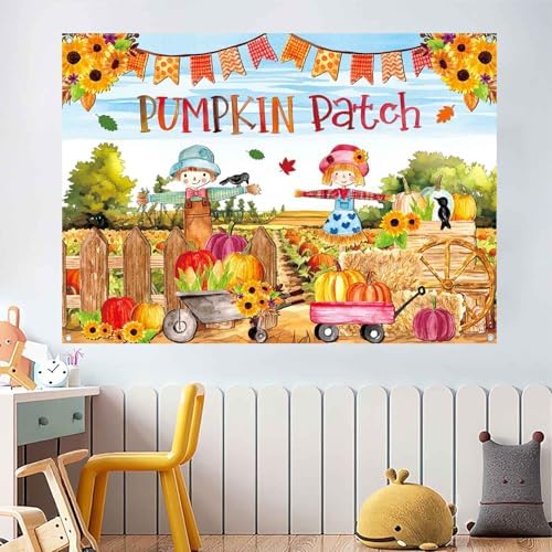 7x5ft Fall Pumpkin Patch Backdrop Banner Cute Pumpkin Patch Decorations Indoor Outdoor for Kids Fun Fall Festival Scene Thanksgiving Photo Booth Background Tapestry Wall Decor - Image 4