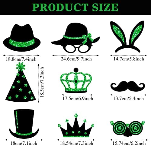 Zonon 24 Pcs Photo Booth Props Set Black Gold Birthday,Green and Black - Image 3