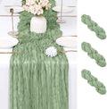 3 Pack Sage Green Cheesecloth Table Runner 17x108 Inch Semi Sheer Boho Gauze Cheese Cloth Fabric Table Runners Table Decor for Wedding Party Baby Shower Birthday Home Decor Garden Farmhouse by Unknown