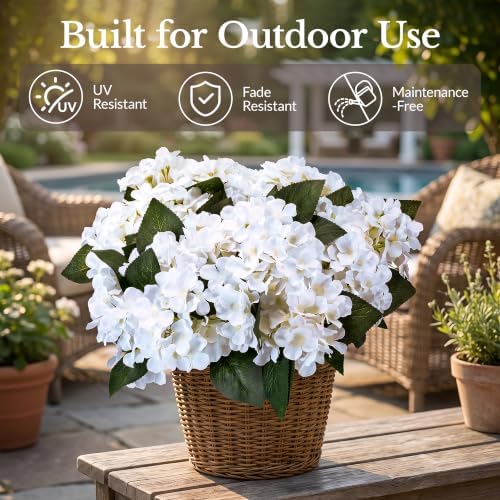 Upgraded 7-Head Hydrangea Artificial Flowers for Outdoor, UV Resistant - Image 5
