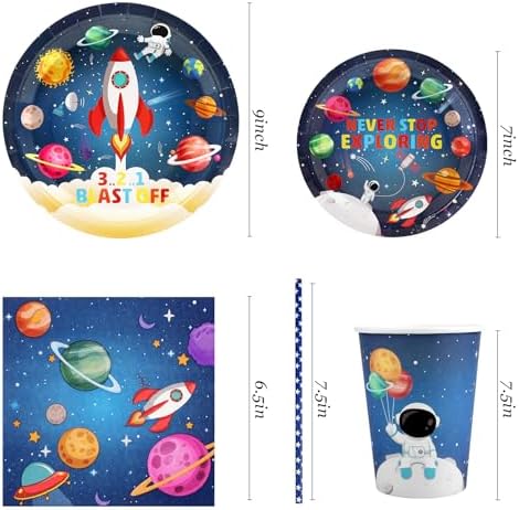 Recheel Space Themed Party Plates Set, Outer Space Party Decorations - Image 2